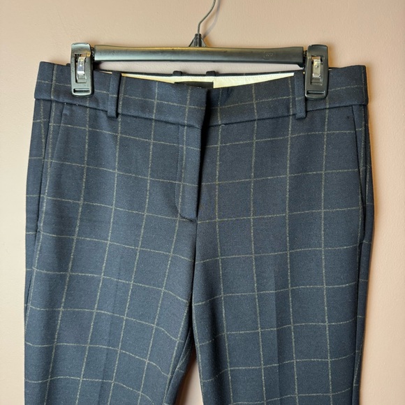 Theory Straight Trouser Windowpane Knit Pant Navy 2 - Picture 3 of 9